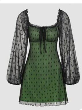 CIDER SHEER LACE DRESS BLACK LINED, FAIRY GOTH, Y2K ,STRETCH WOMENS SZ 1XL